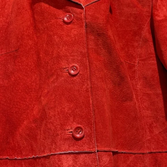 Red Suede Leather Jacket Suedessence XL, 90s Retro Vintage Mob Wife Quiet Luxury